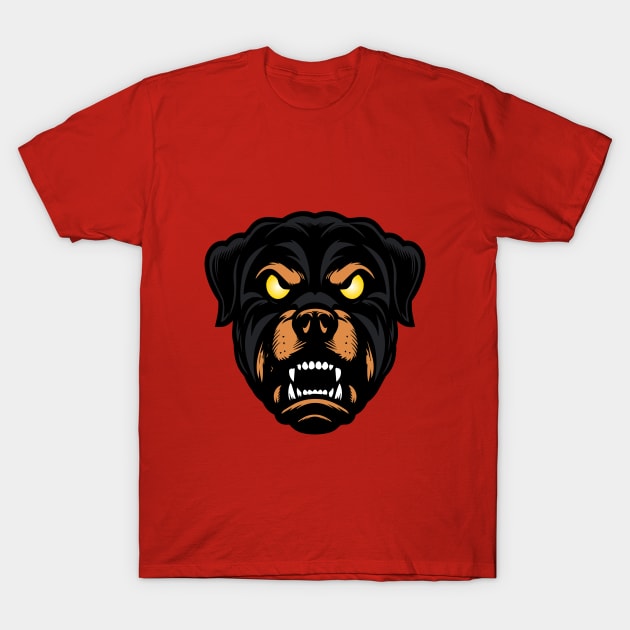 Rottweiler dog head, pets, logo, T-Shirt by Cripta Art